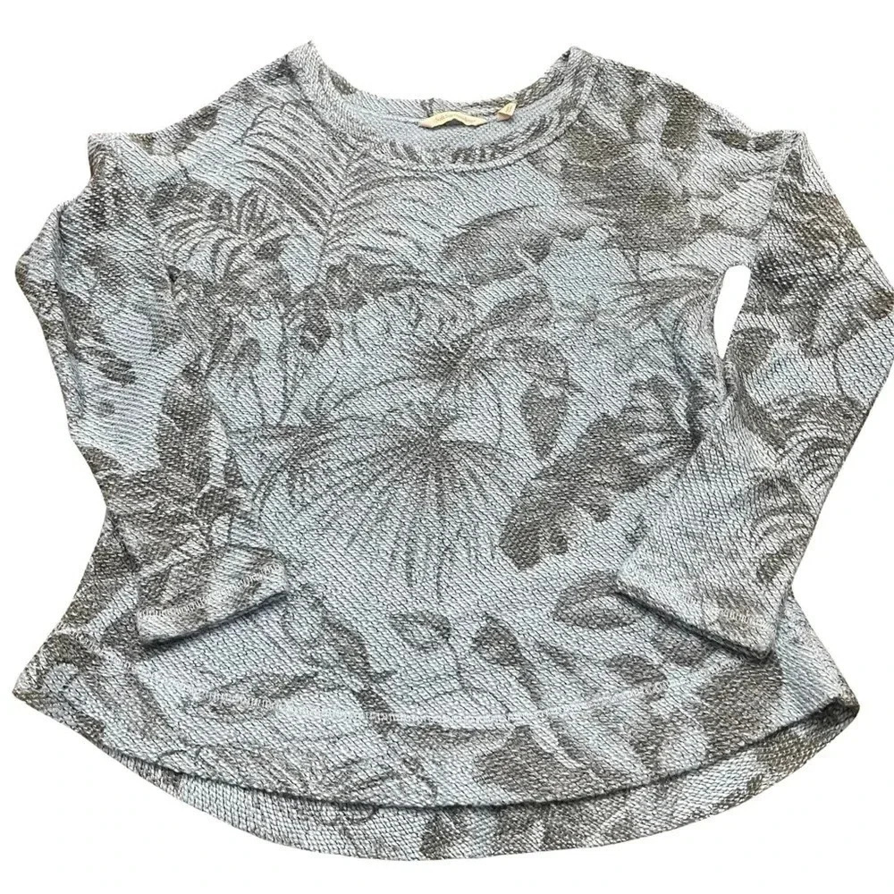 Ladies Soft Surroundings pullover sweatshirt. Blue and black floral print. XS